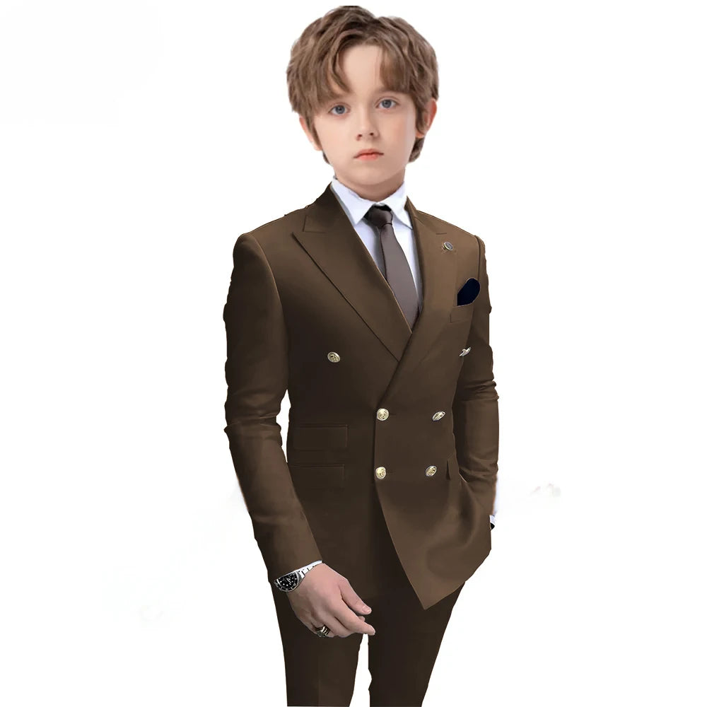 Boys 2 Piece Suit Double Breasted Blazer for Kids