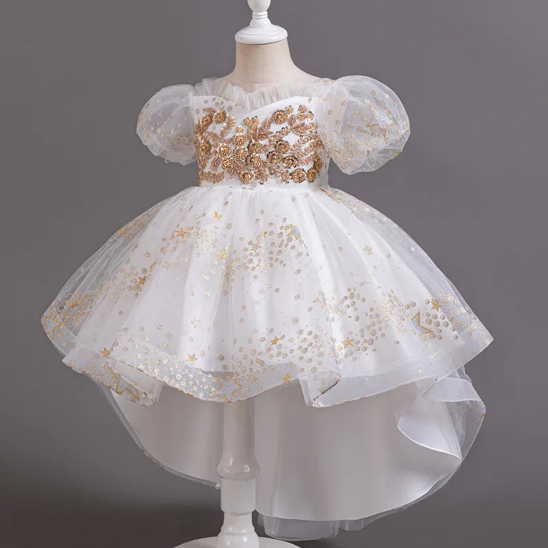 Girls Short Sleeve Lace Flower Girl Dresses