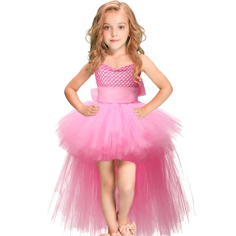 Girls Pink & Black Tutu Dress V-neck  Dresses