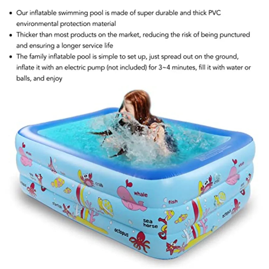 Inflatable Pool Blow Up Pool for Backyard with Comfortable Floor