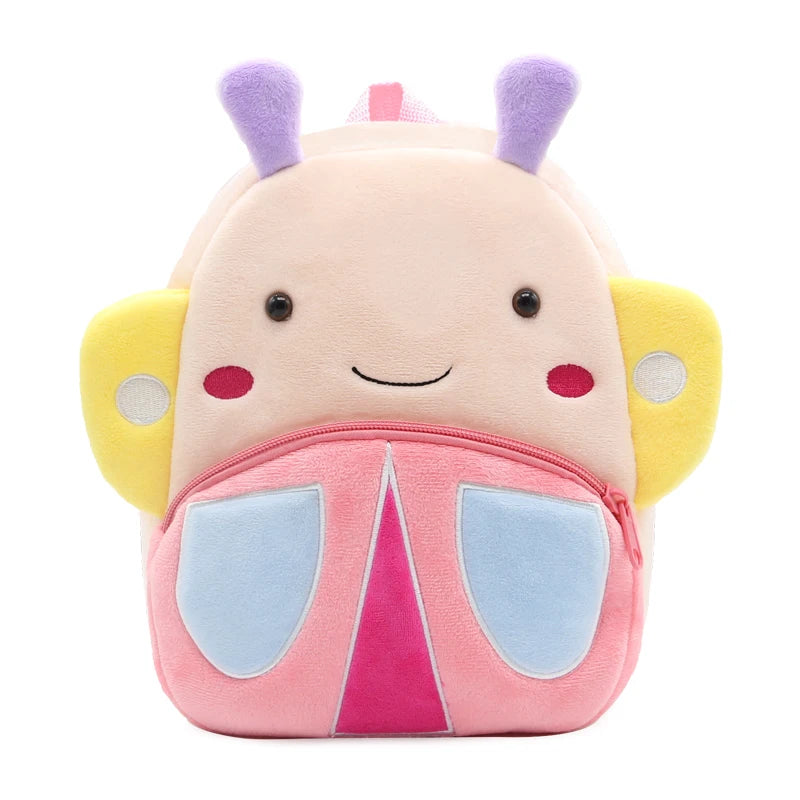 Cute Pink Butterfly Kids Plush Backpack
