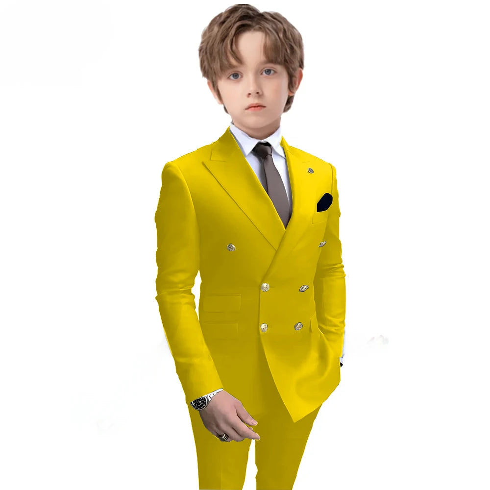 Boys 2 Piece Suit Double Breasted Blazer for Kids
