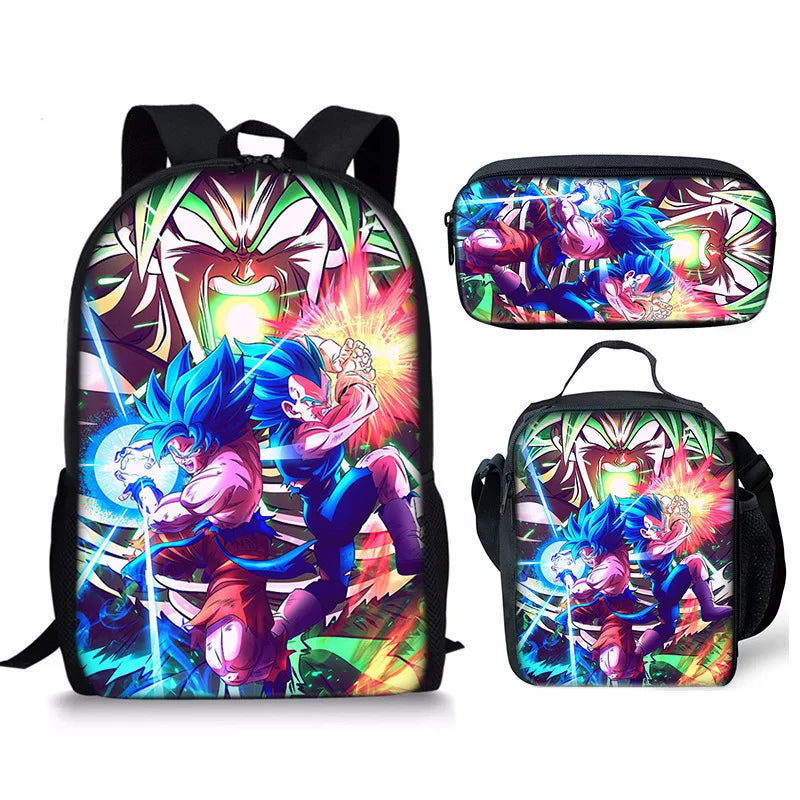 Anime Print Backpack Set