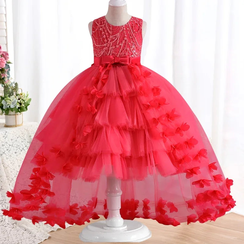Girls' lace bow dress 4-12 years old