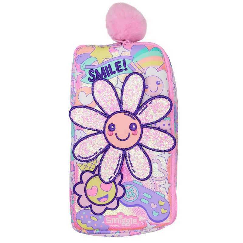 Girl Pink Sunflower Backpack, Stationery Pouch, Water Bottle Set for School.