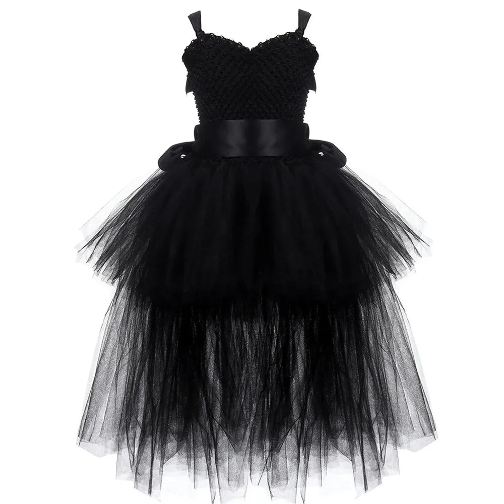 Girls Pink & Black Tutu Dress V-neck  Dresses