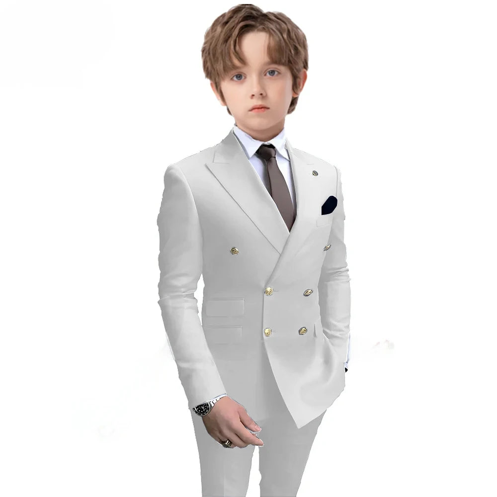 Boys 2 Piece Suit Double Breasted Blazer for Kids