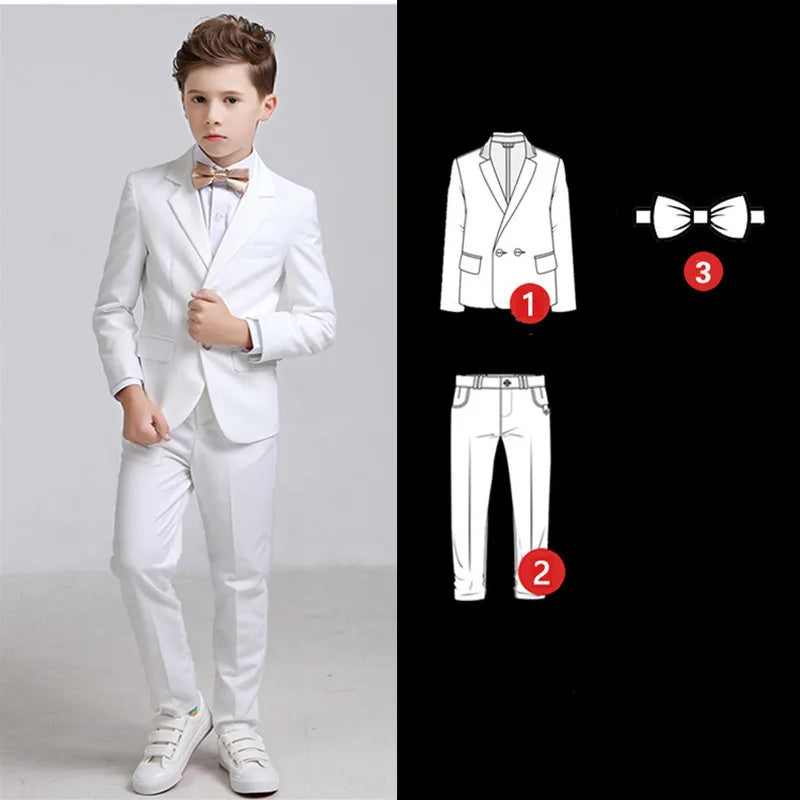 Boys White Blazer Vest Pants 3PCS Set