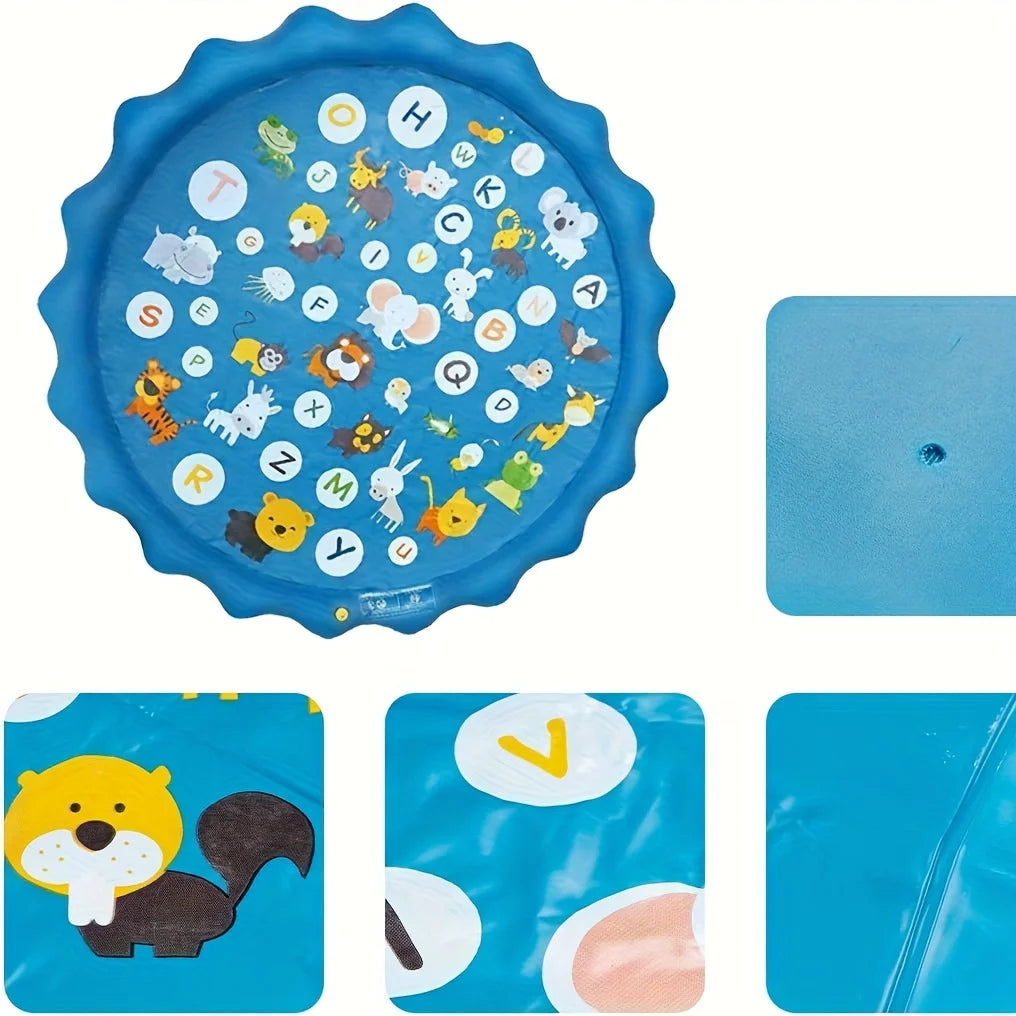 66.93 Inch Giant Luxury Splash Pad 3-in-1, Kids Sprinkler Pool Cartoon.