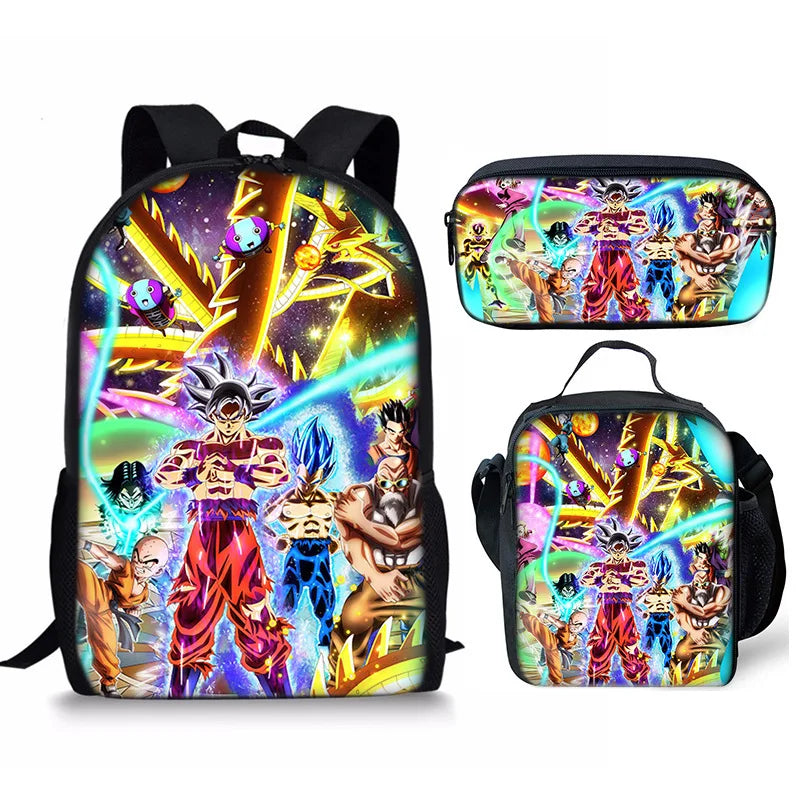 Anime Print Backpack Set
