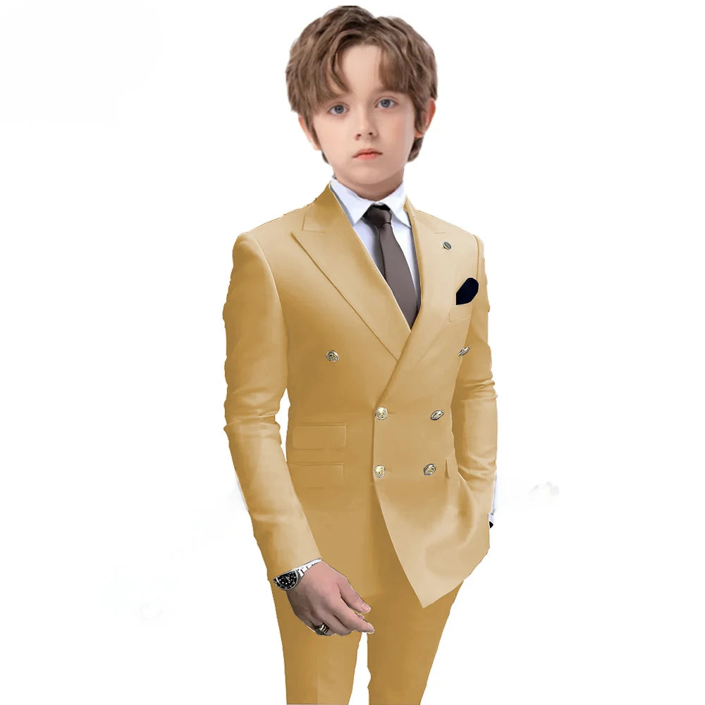 Boys 2 Piece Suit Double Breasted Blazer for Kids