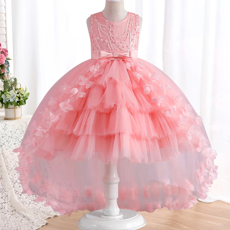 Girls' lace bow dress 4-12 years old