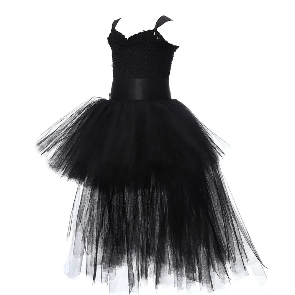 Girls Pink & Black Tutu Dress V-neck  Dresses