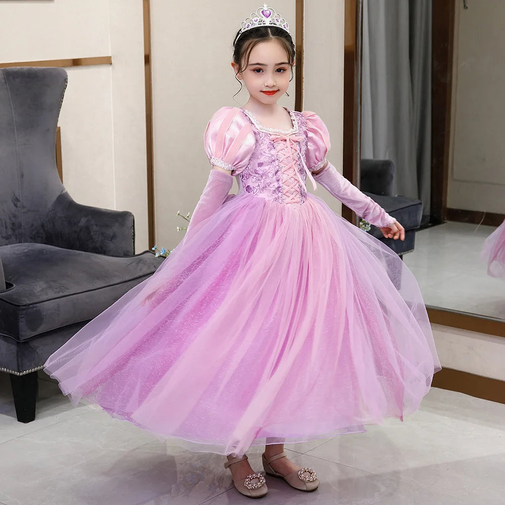 Long Pink Dress for Girls Birthday Party
