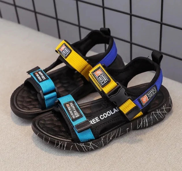 THICK-SOLED MULTICOLOR VELCRO SANDALS