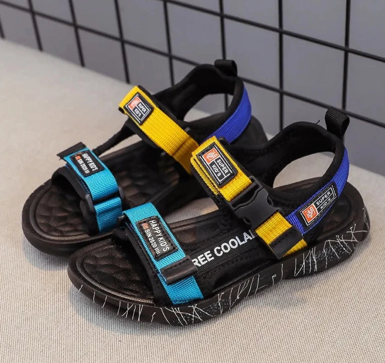 THICK-SOLED MULTICOLOR VELCRO SANDALS