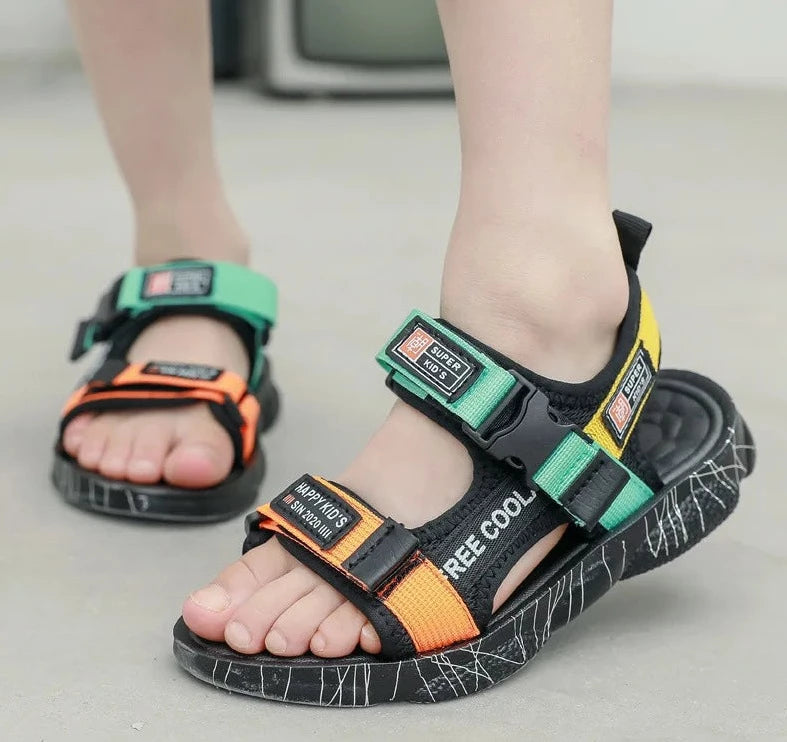 THICK-SOLED MULTICOLOR VELCRO SANDALS
