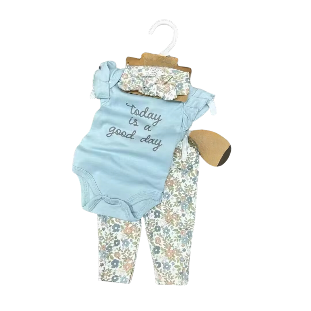 Today Is A Good Day Girls Romper 3 Piece Set