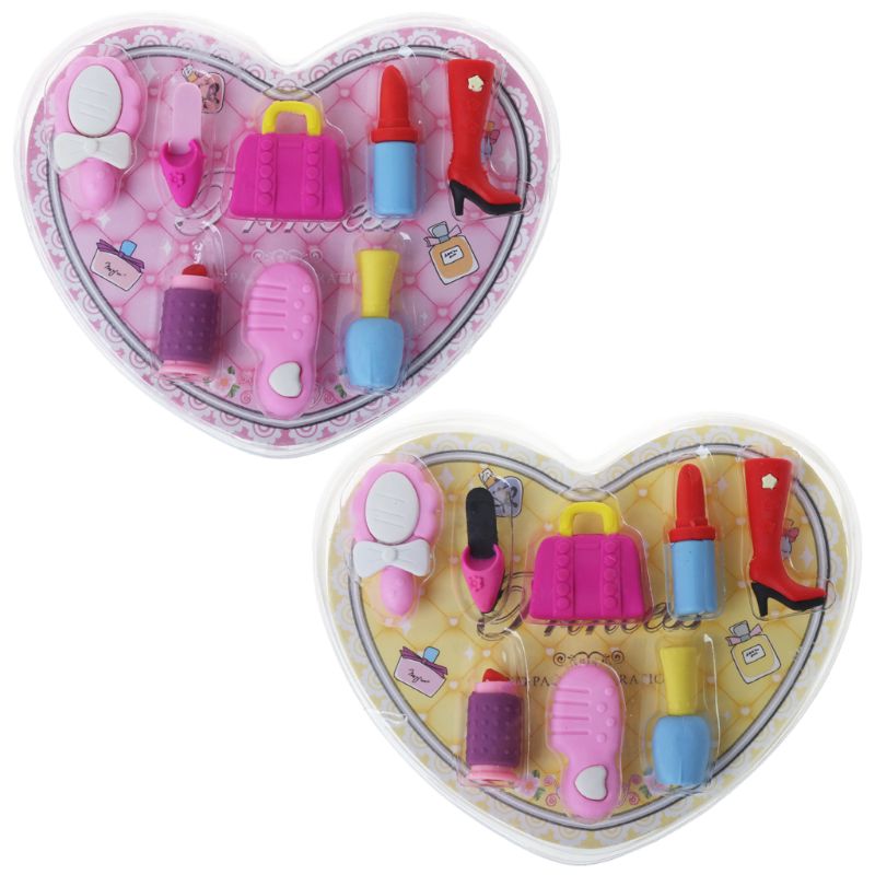 8pcs Girl Cosmetics Pencil Heart Eraser