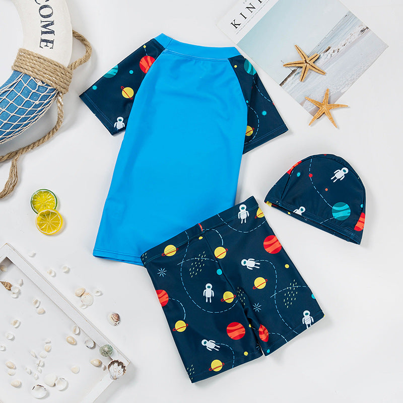 Three-Piece Boy Cartoon Swimming Set