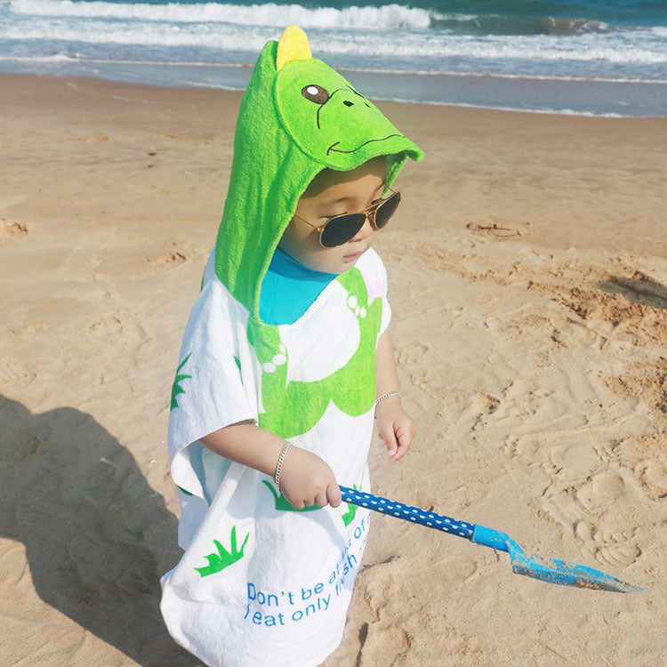 Cartoon Cotton Towel  Hooded Can Wear Bath Towel