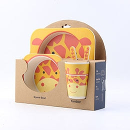 5pcs/set Children Baby Bamboo Fiber Tableware