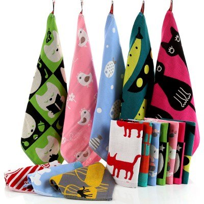 35*35 Baby Cartoon Gauze Towel with Hook