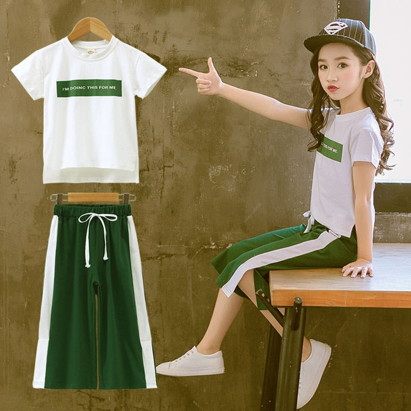 Short Sleeve T-Shirt+Pants 2 Pcs Kids Outwear