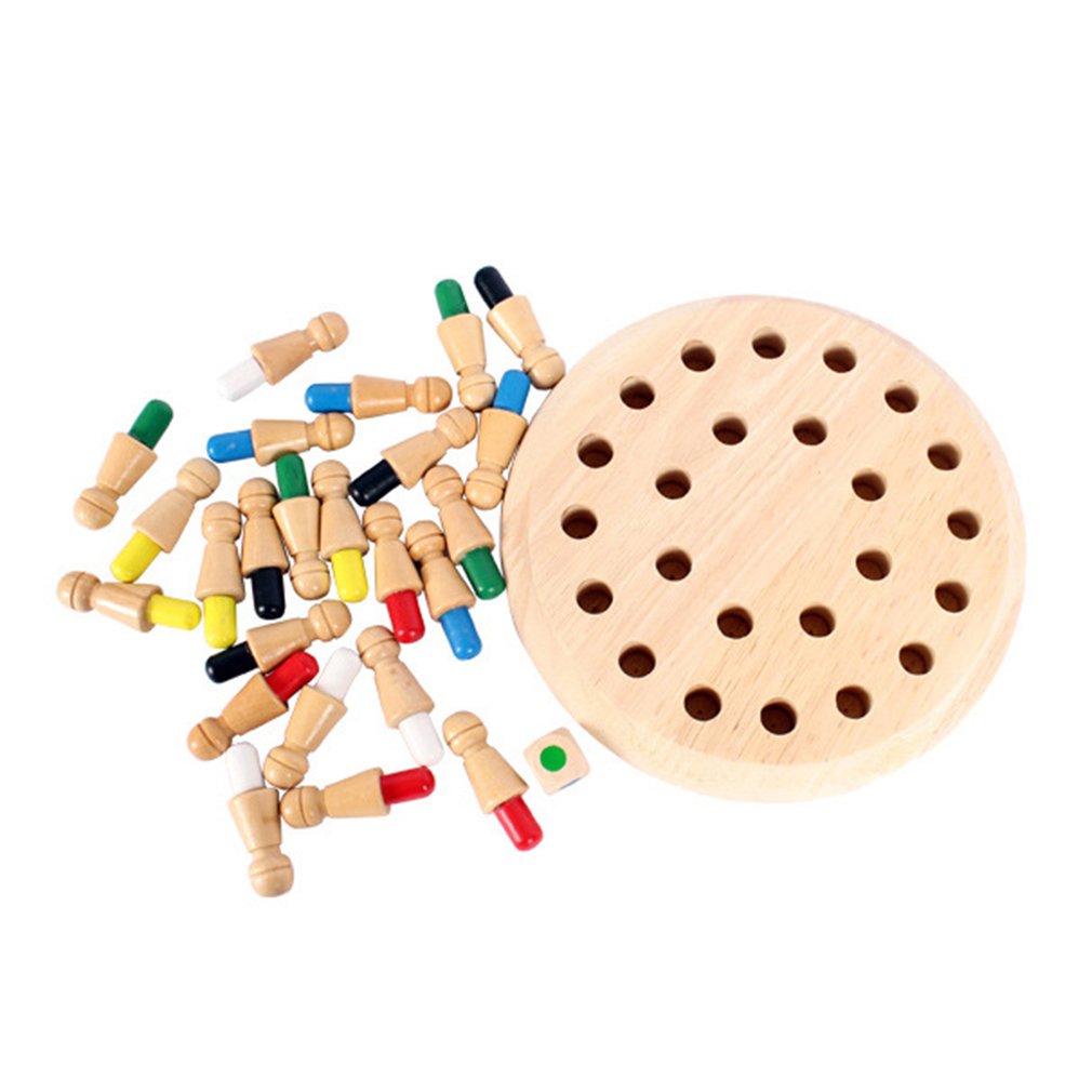 Kids Memory Match  Wooden Chess Checkers Board Game