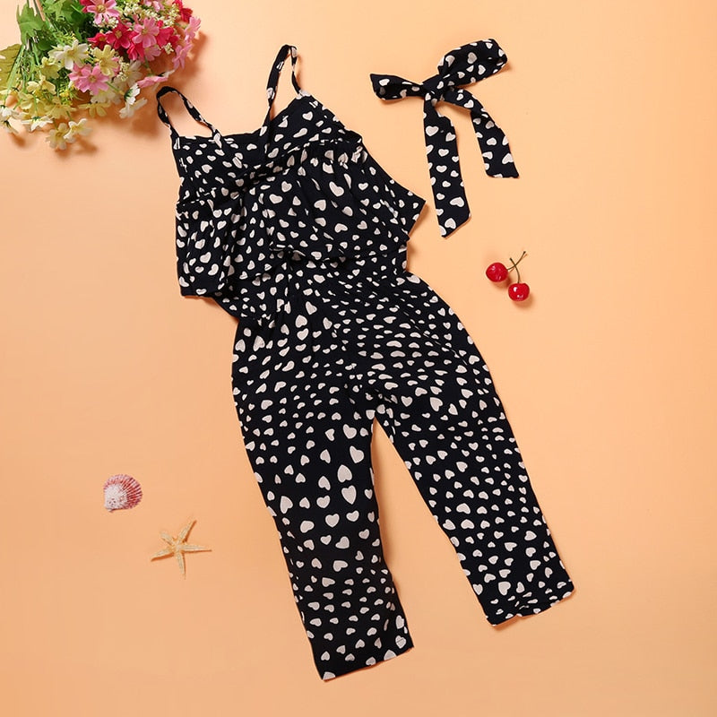 Summer  Sleeveless Polka Dot Strap Girls Jumpsuit