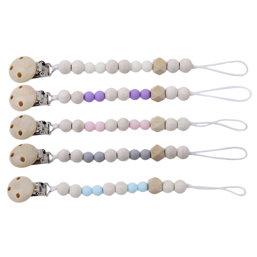 1 Pcs Wooden  Gift Pacifier Clip Chain Holder