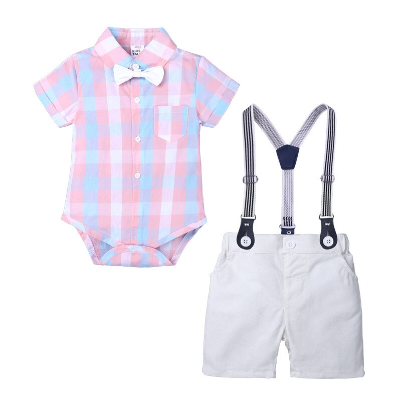 Baby Boy  Plaid Shirt Siamese Set