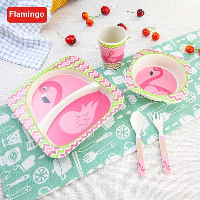 5pcs/set Children Baby Bamboo Fiber Tableware