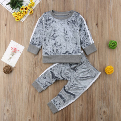 Velvet Long Sleeve T-shirt Tops + Pants 2PCS Outfit Sets