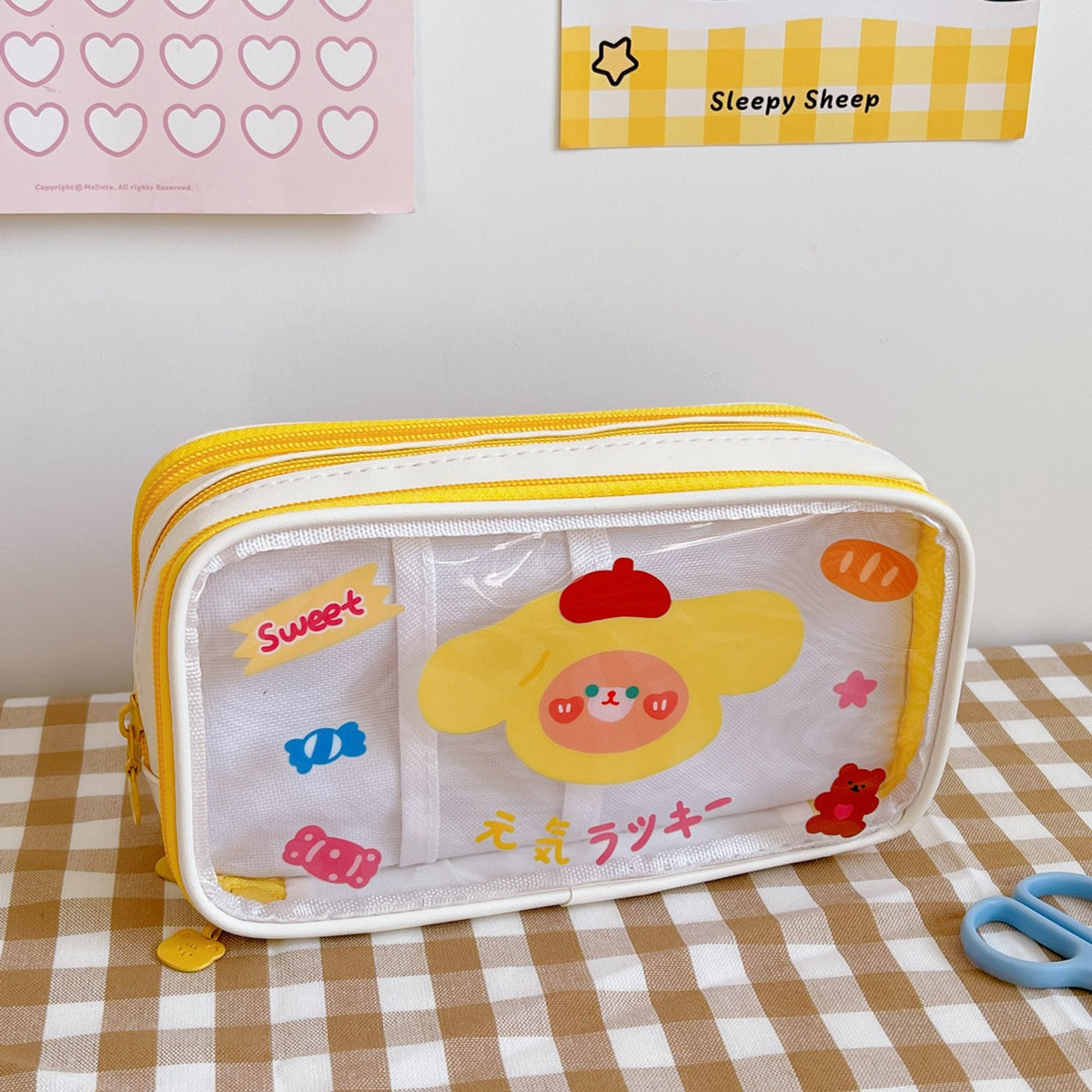 Transparent  Large Capacity Cute Cartoon Stationery Box