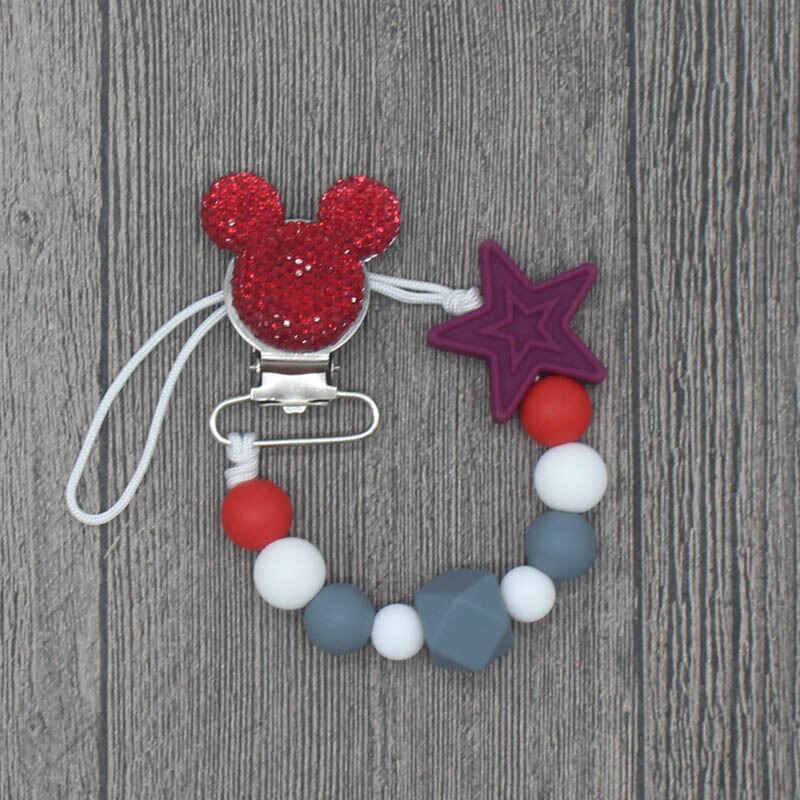 Silicone Round Beads and Star Beads Pacifier Clip Chain
