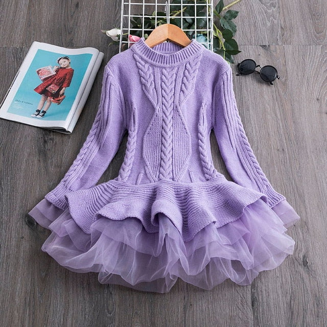 Knitted Chiffon Girl Dress