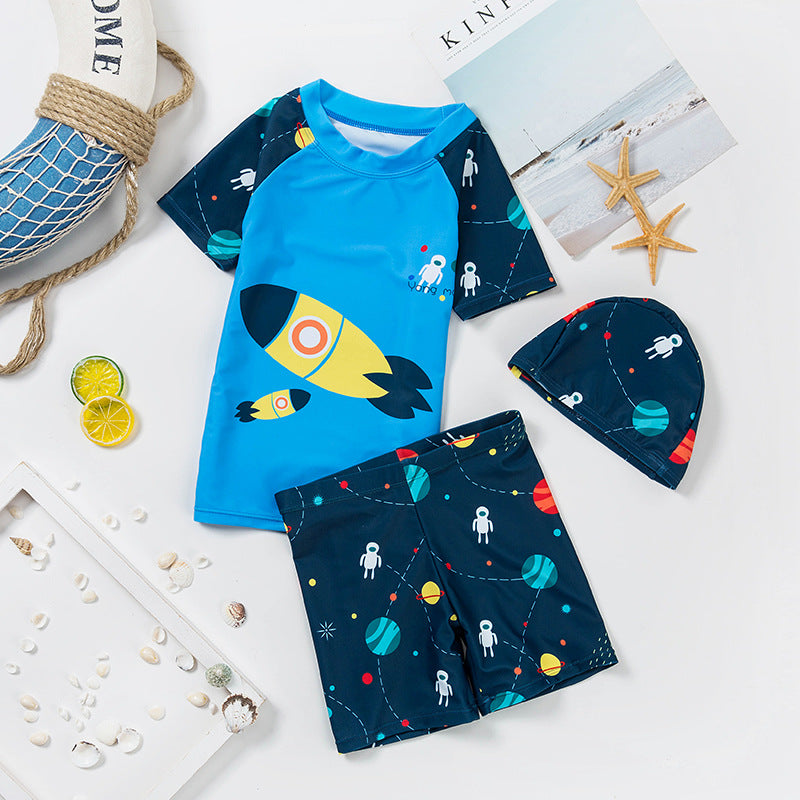 Three-Piece Boy Cartoon Swimming Set