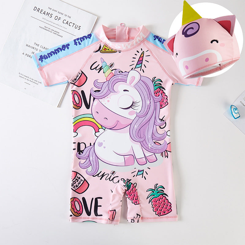 Unicorn Girl Surfing Swimming Swimsuit