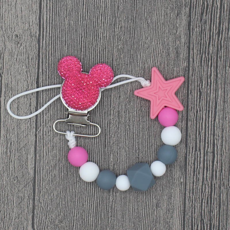 Silicone Round Beads and Star Beads Pacifier Clip Chain