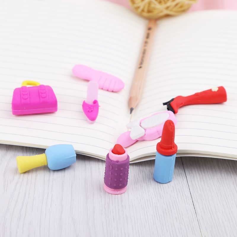8pcs Girl Cosmetics Pencil Heart Eraser