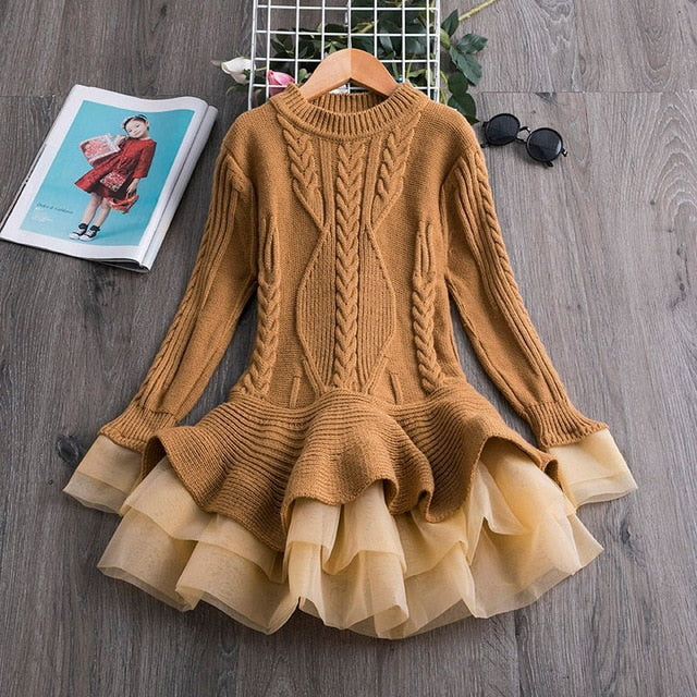 Knitted Chiffon Girl Dress