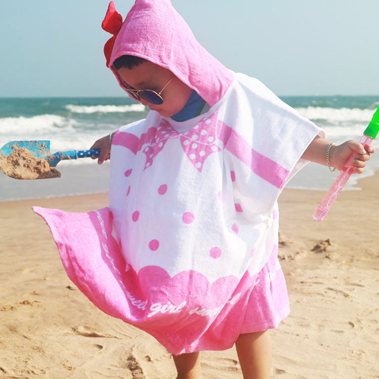 Cartoon Cotton Towel  Hooded Can Wear Bath Towel