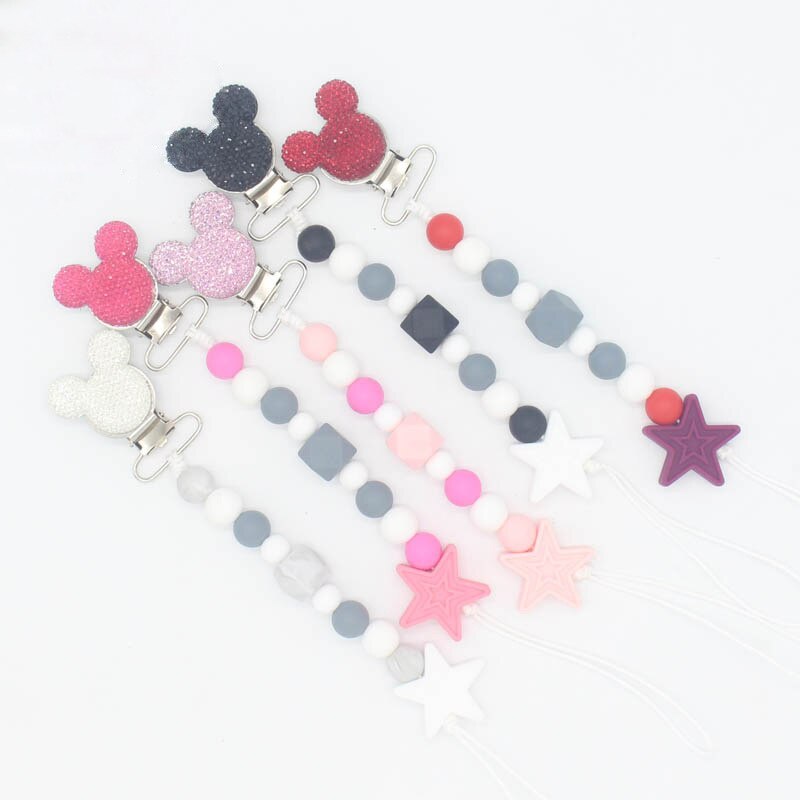 Silicone Round Beads and Star Beads Pacifier Clip Chain