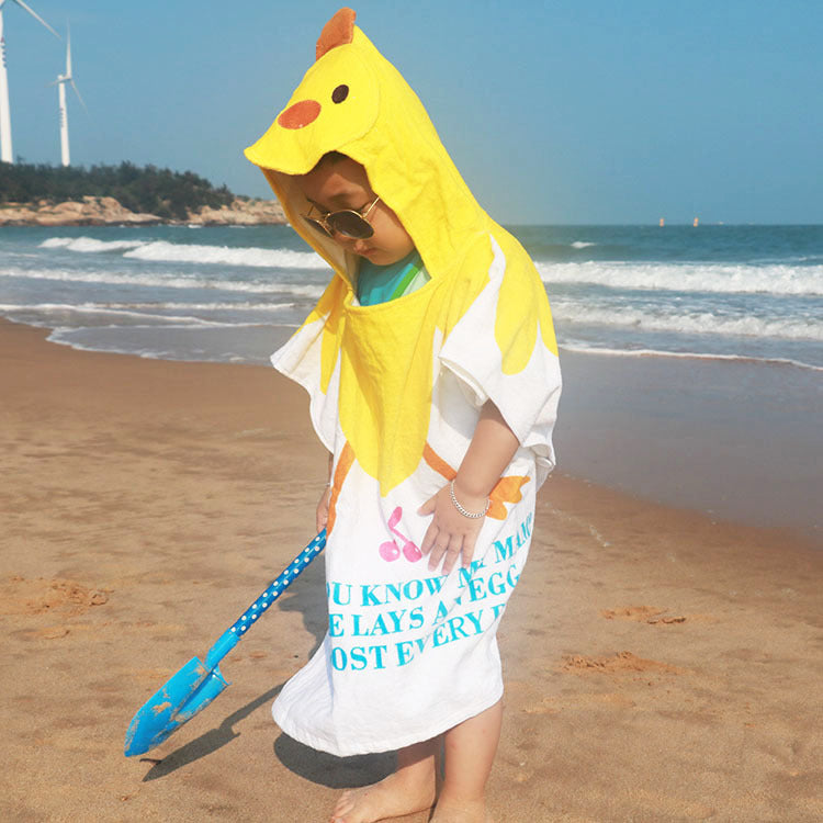 Cartoon Cotton Towel  Hooded Can Wear Bath Towel