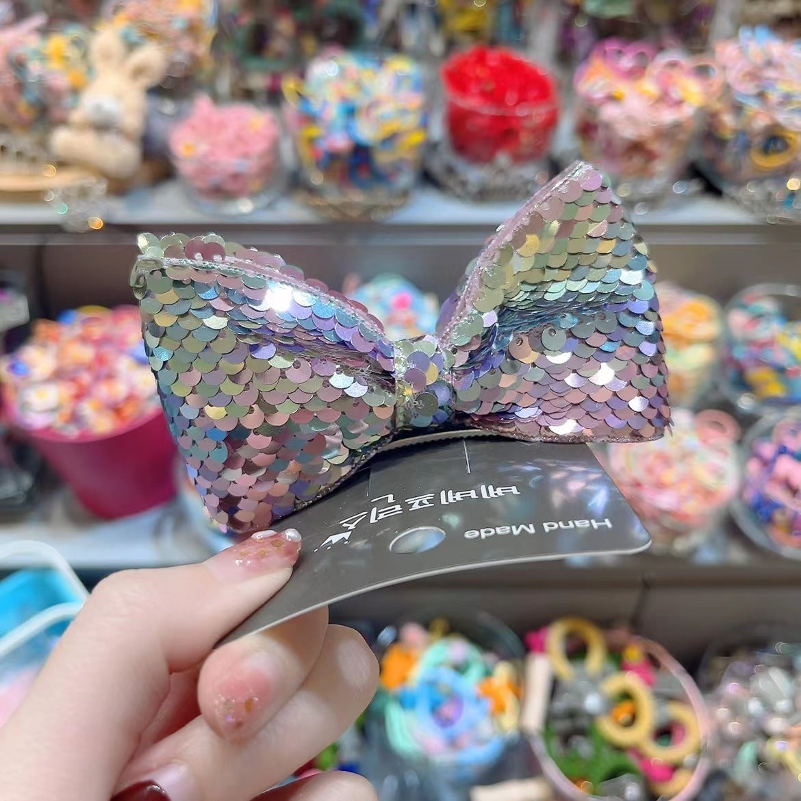 Sequins Three-Dimensional Bow Edge Clip Hairpin