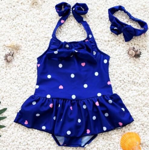 One Piece Solid Patchwork Bodysuit Girls Beachwear