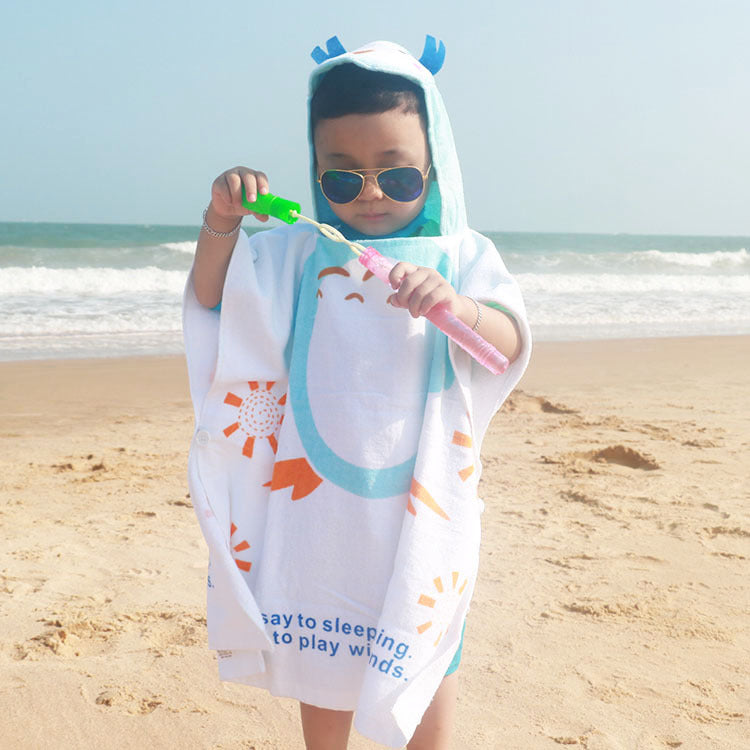 Cartoon Cotton Towel  Hooded Can Wear Bath Towel