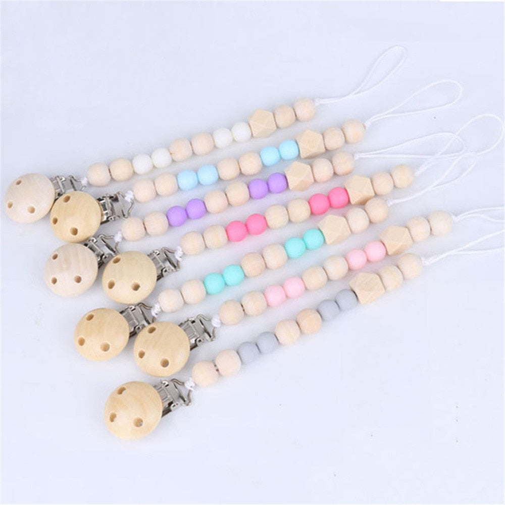 1 Pcs Wooden  Gift Pacifier Clip Chain Holder
