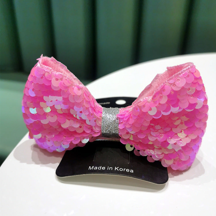 Sequins Three-Dimensional Bow Edge Clip Hairpin